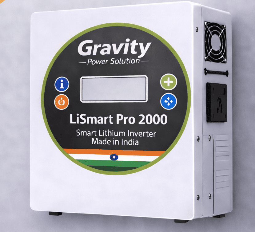 LiSmart Pro 2000 smart lithium inverter by Gravity Power Solution, wall mounted lithium inverter made in India